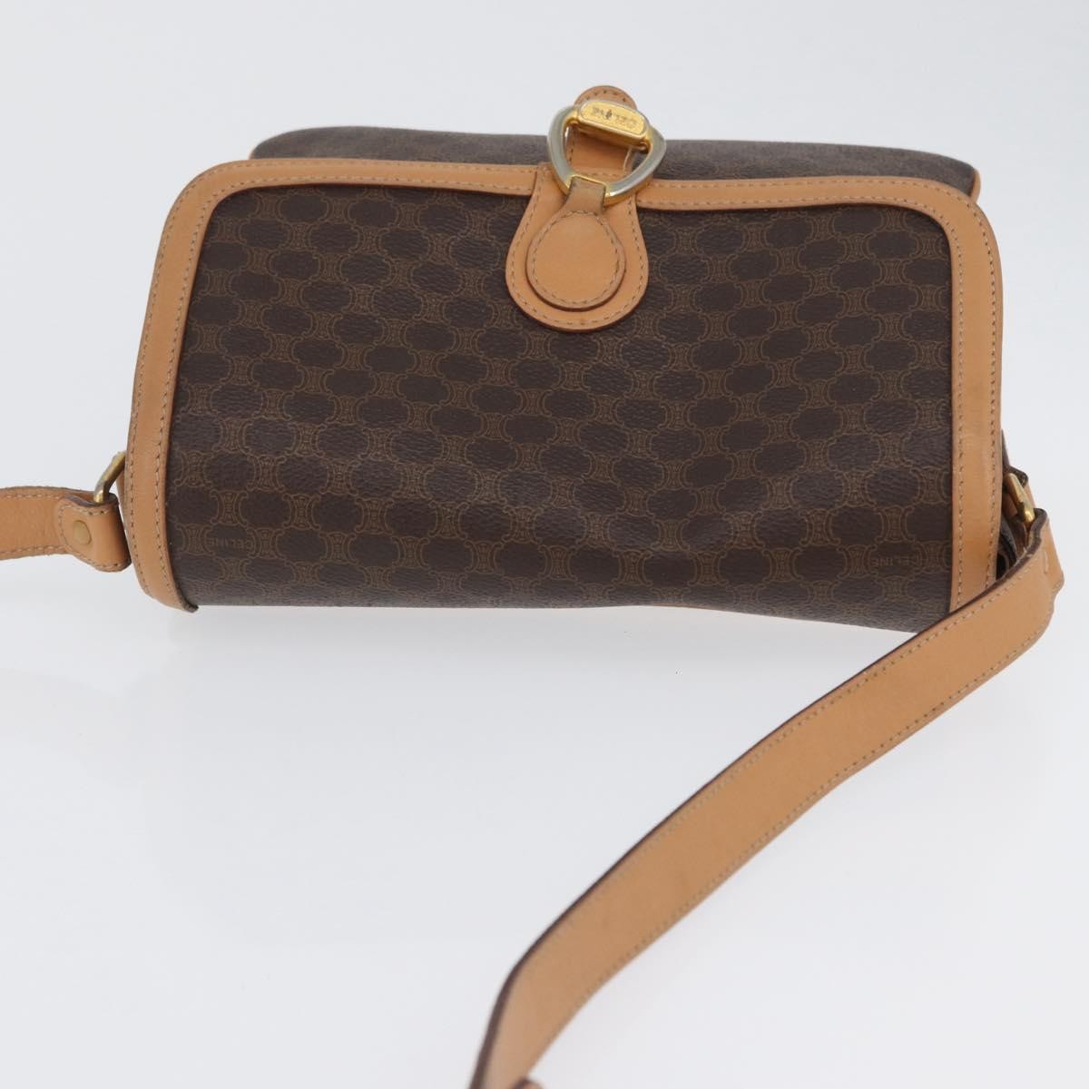Celine Vintage Macadam Shoulder Bag Canvas And Leather Brown Canvas Shoulder Bag Bag