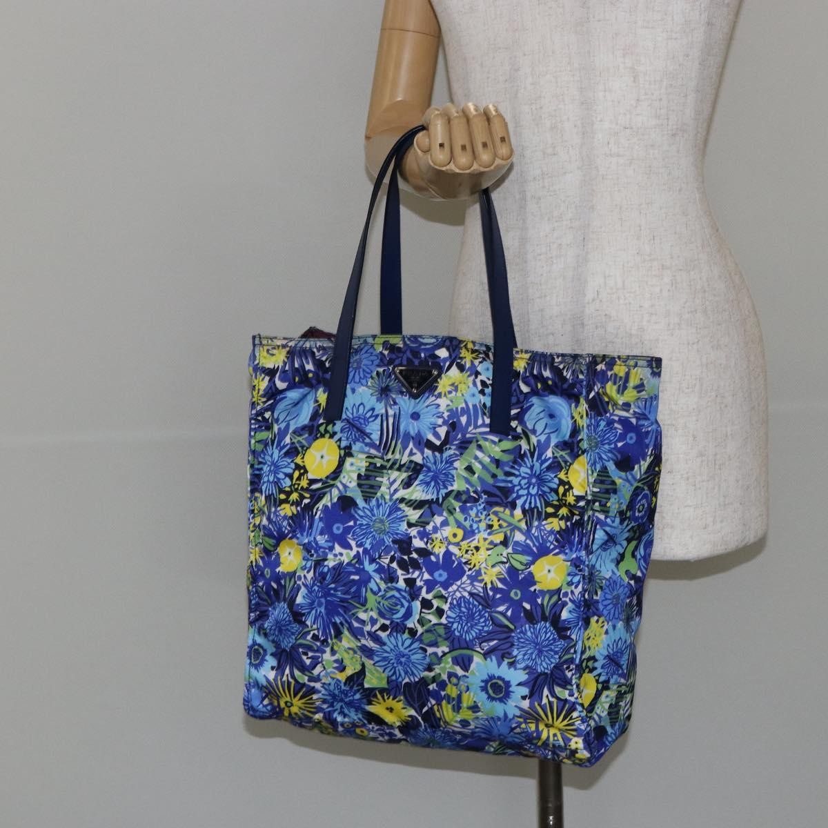 Prada Floreal Tote Printed Tessuto Blue Nylon Tote Bag Bag