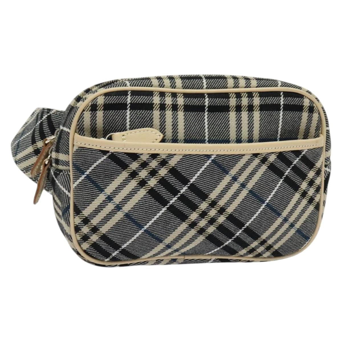 Burberry Waist Bag Vintage Check Canvas Blue Canvas Shoulder Bag