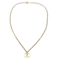 Chanel Vintage Cc Pendent Necklace Plated Metal Gold Gold_Plated Jewelry