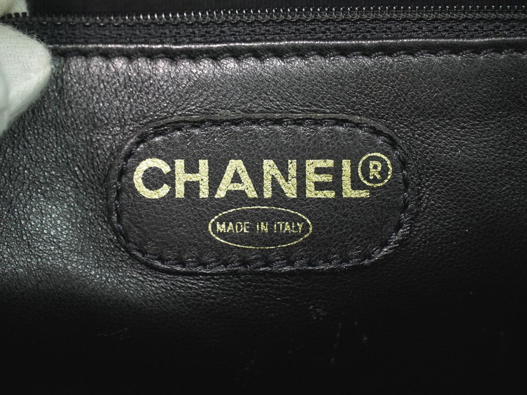 Chanel Vintage Logo Tote Leather Black Leather Tote Bag Bag