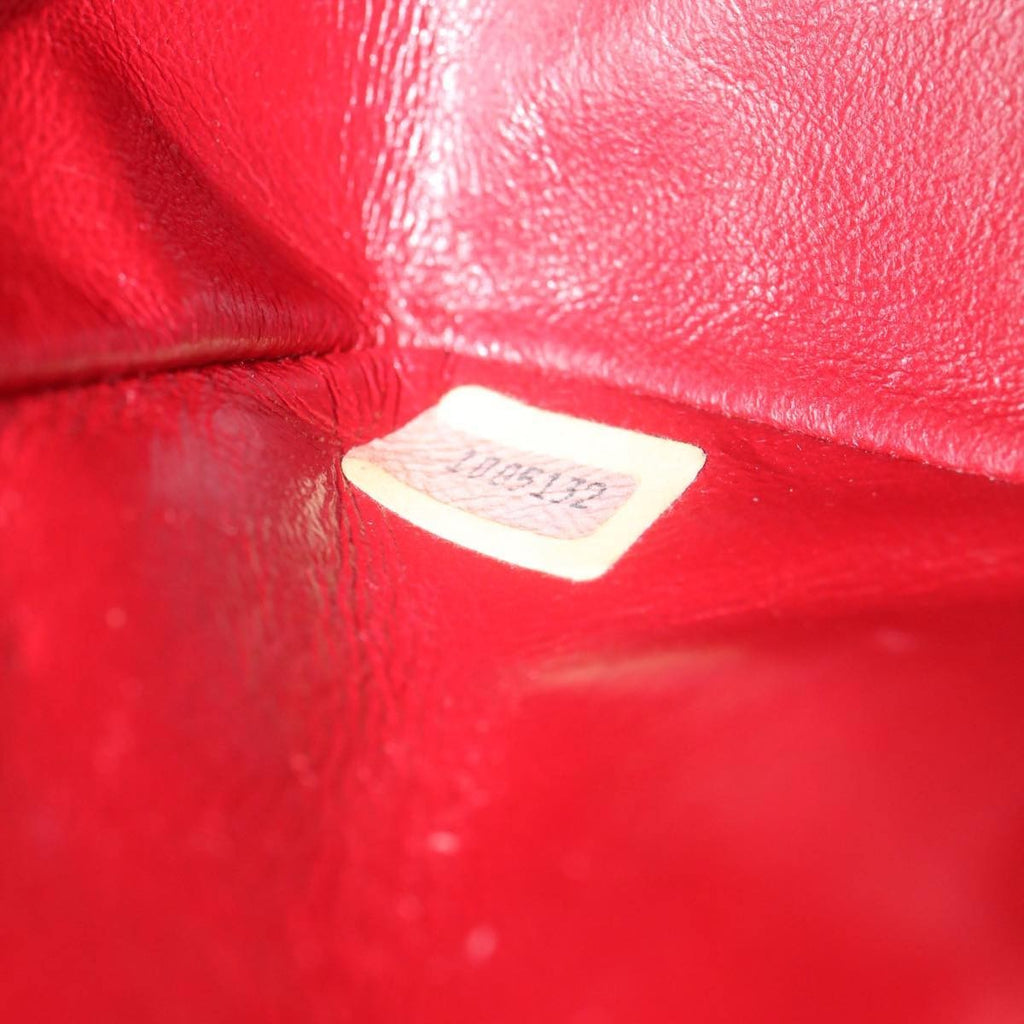 Chanel Vintage Square Chain Handle Flap Bag Quilted Lambskin Red Leather Handbag