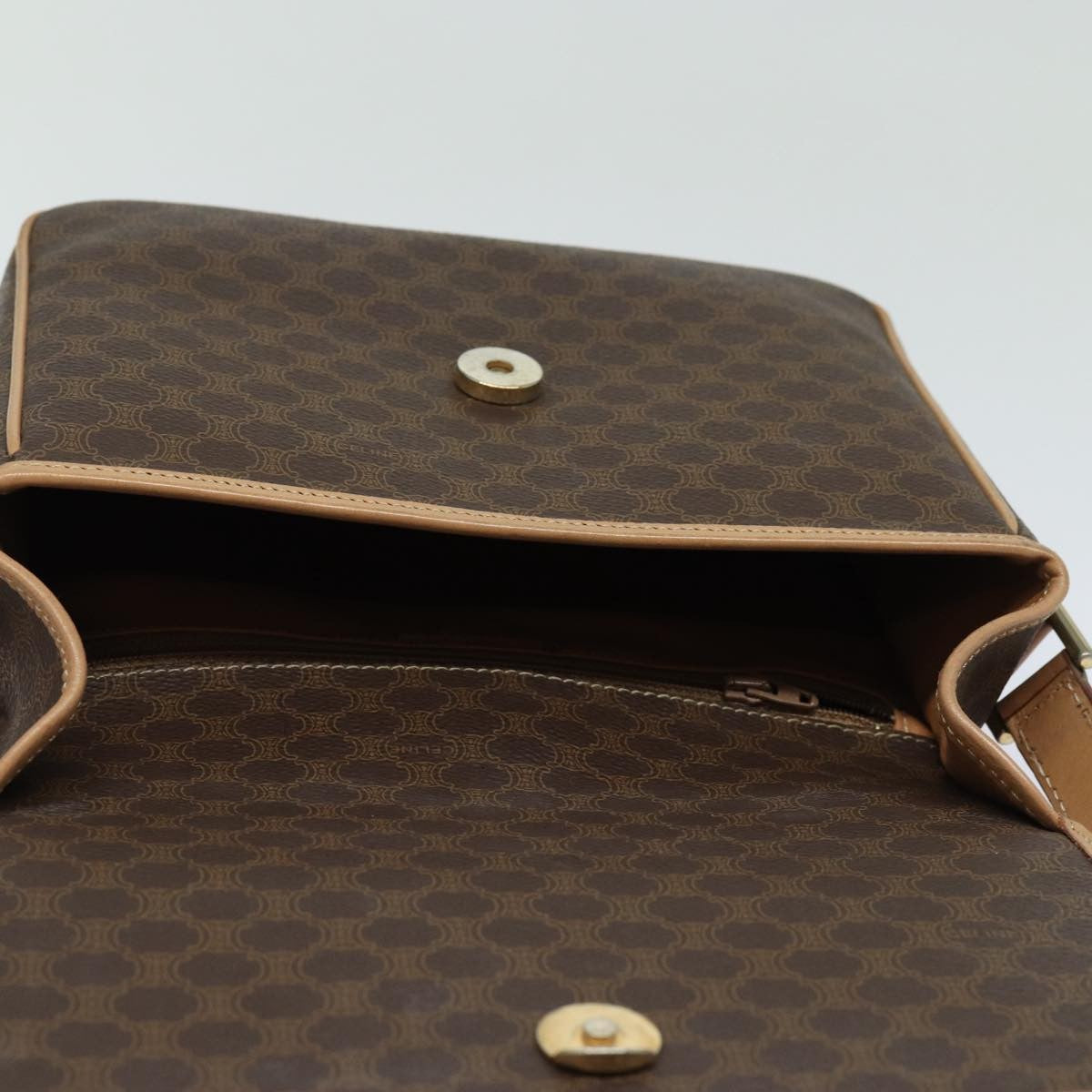 Celine Circle Logo Shoulder Bag Canvas Brown Canvas Shoulder Bag Bag