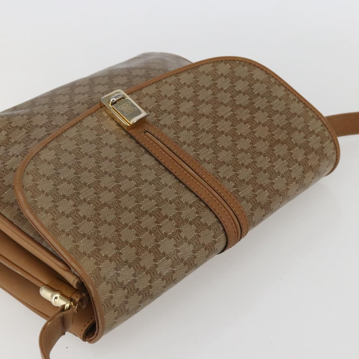 Celine Vintage Macadam Shoulder Bag Canvas And Leather Beige Canvas Shoulder Bag Bag