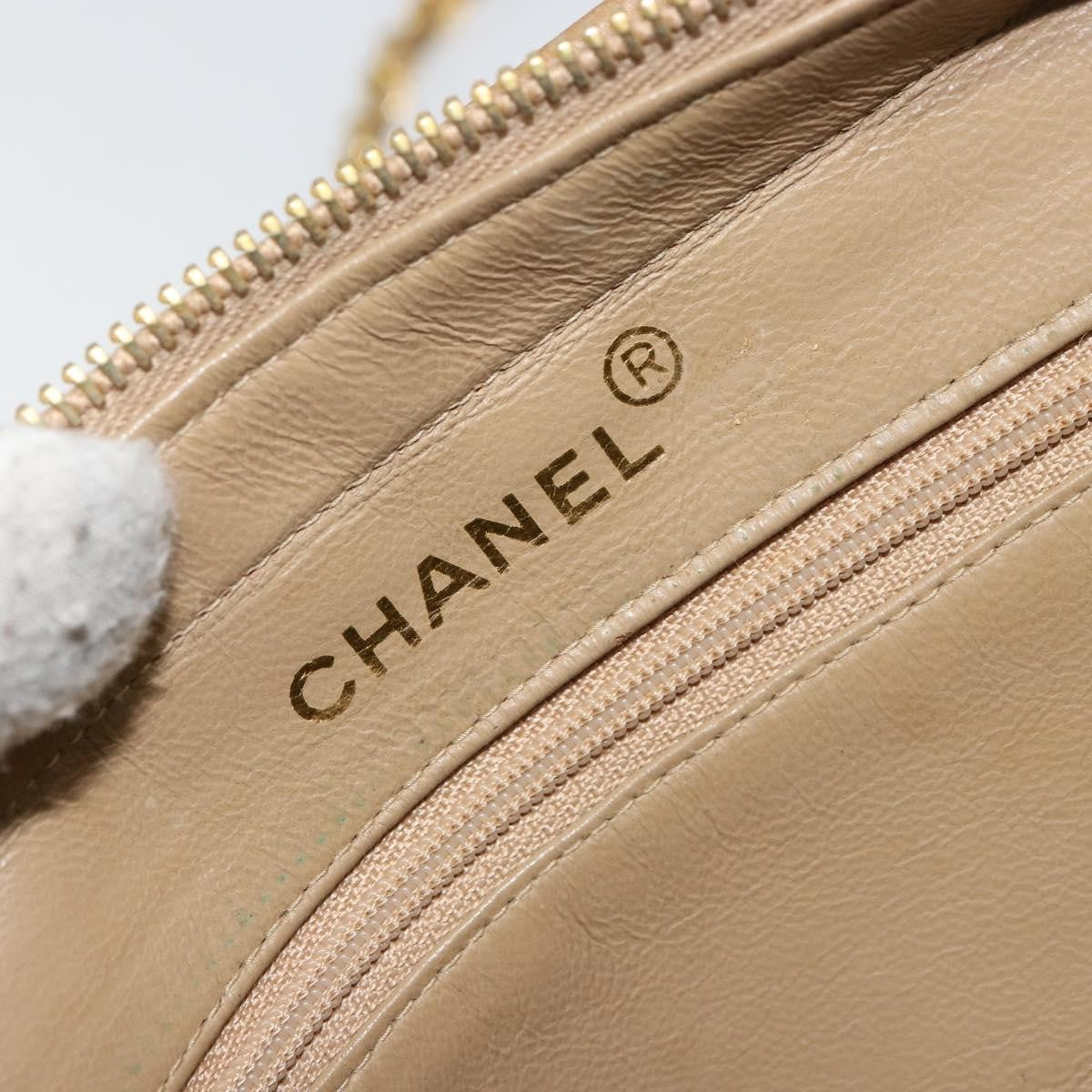 Chanel Vintage Camera Bag Quilted Leather Beige Leather Shoulder Bag Bag