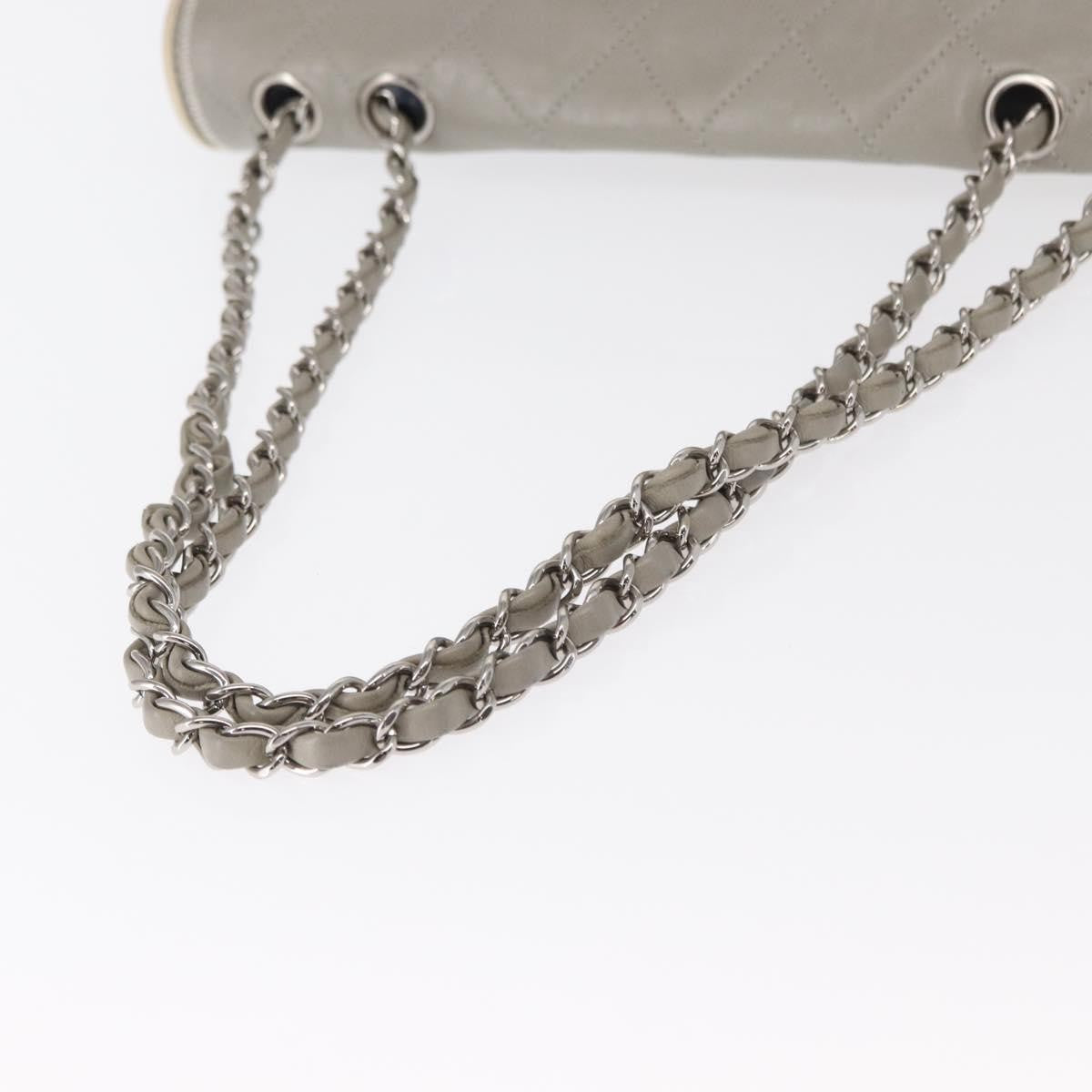 Chanel Mademoiselle Lock Flap Bag Quilted Lambskin Gray Leather Shoulder Bag Bag