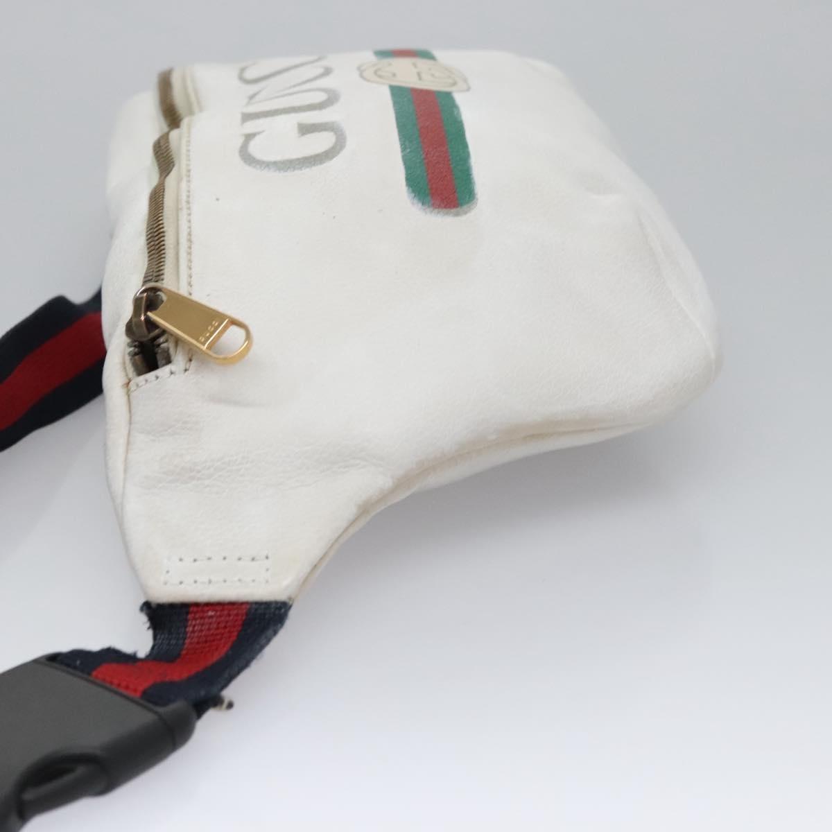 Gucci Logo Belt Bag Printed Leather White Leather Shoulder Bag Bag (Pre-Owned)