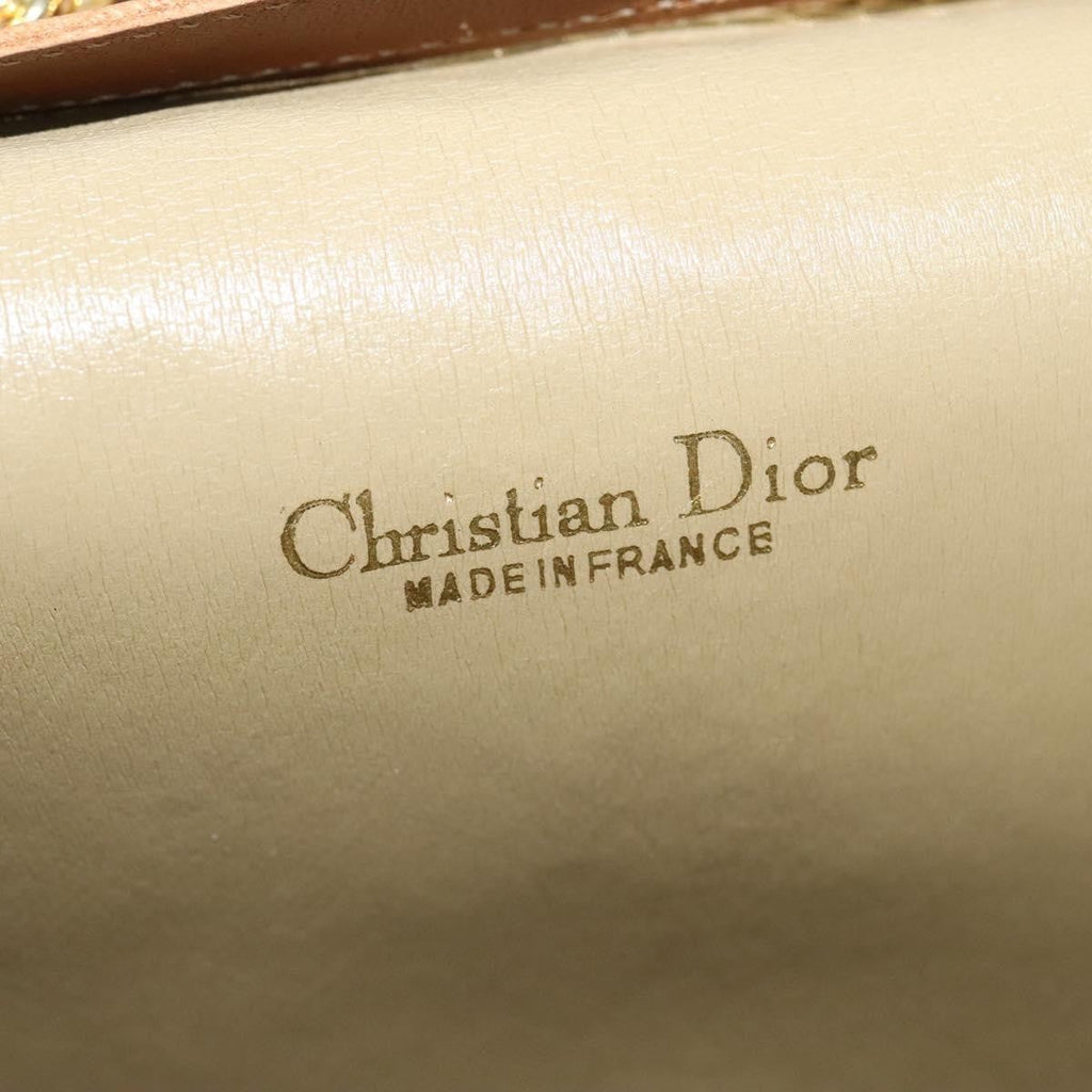 Christian Dior Vintage Honeycomb Chain Canvas Beige Canvas Bag (Pre-Owned)