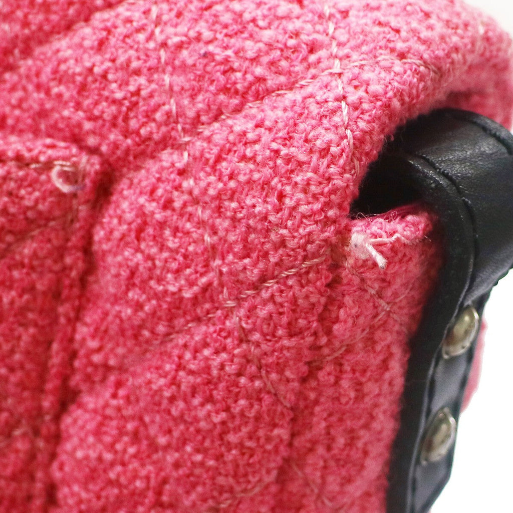 Chanel Easy Reissue Messenger Flap Bag Quilted Tweed Pink Tweed Shoulder Bag Bag