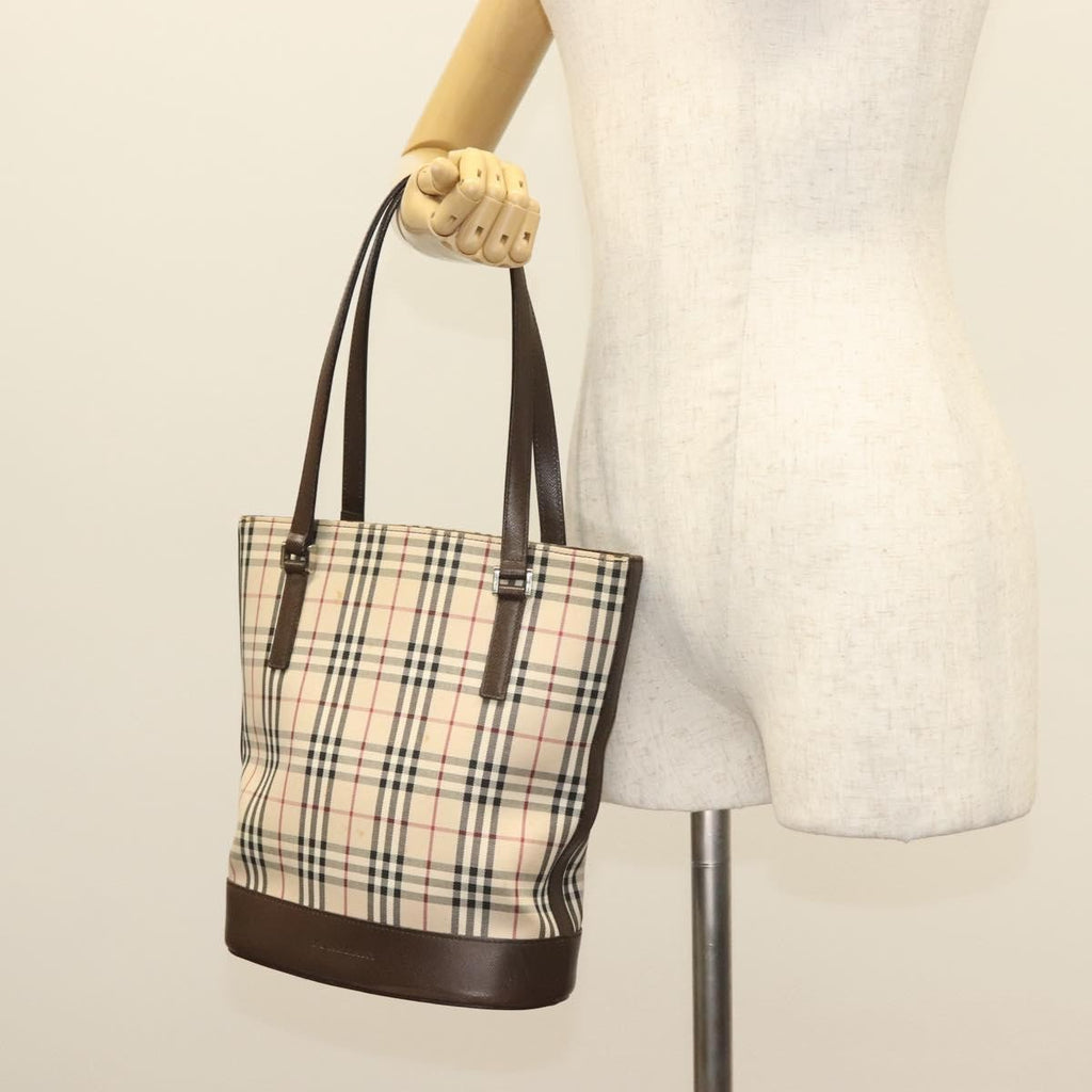 Burberry Nova Check Tote Canvas Check Pattern Beige Canvas Tote Bag