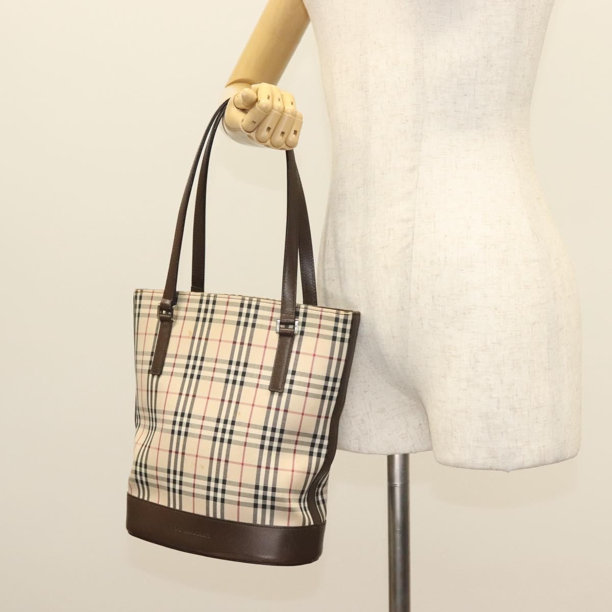Burberry Nova Check Tote Canvas Check Pattern Beige Canvas Tote Bag