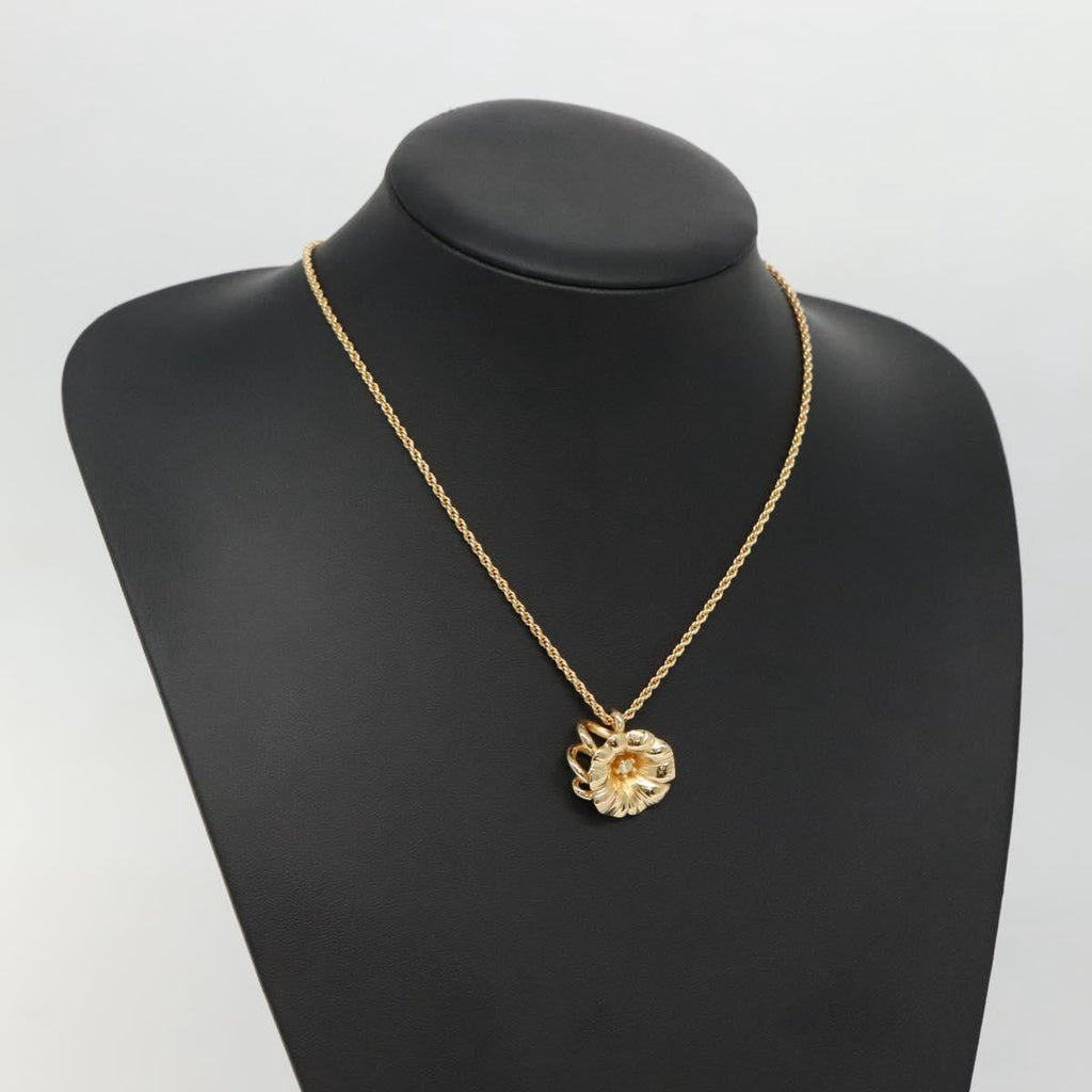 Christian Dior Logo Flower Necklace Metal Gold Metal Jewelry (Pre-Owned)