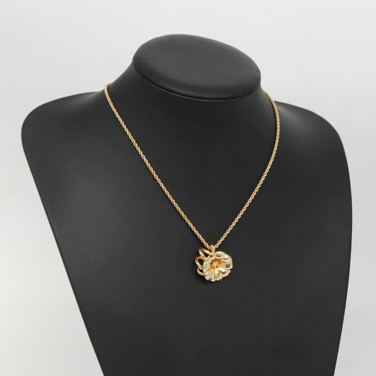 Christian Dior Logo Flower Necklace Metal Gold Metal Jewelry (Pre-Owned)