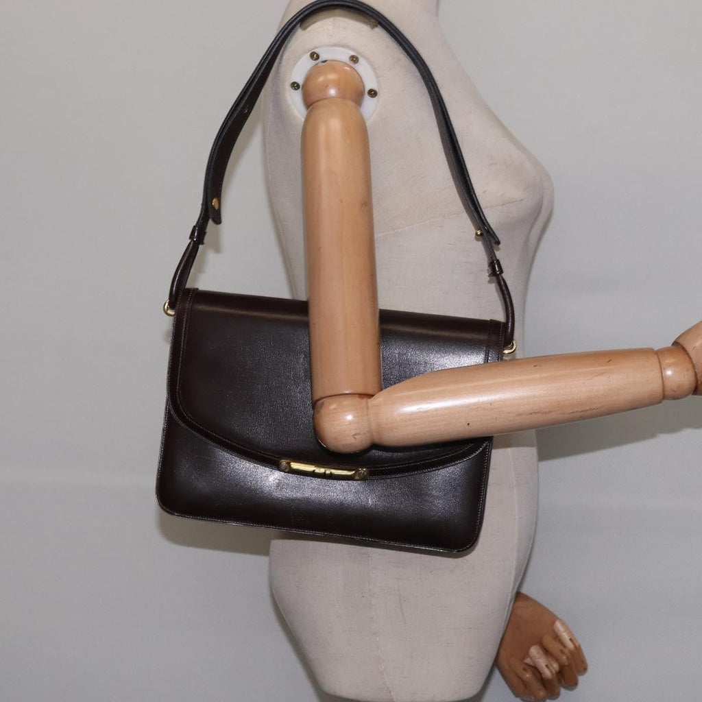 Christian Dior Flap Shoulder Bag Leather Brown Leather Shoulder Bag Bag (Pre-Owned)