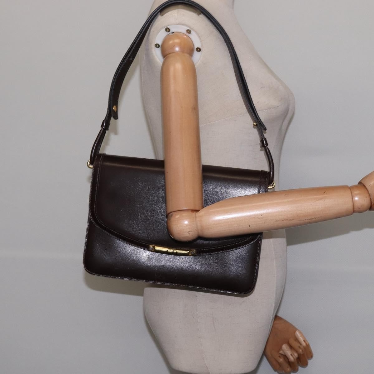 Christian Dior Flap Shoulder Bag Leather Brown Leather Shoulder Bag Bag (Pre-Owned)