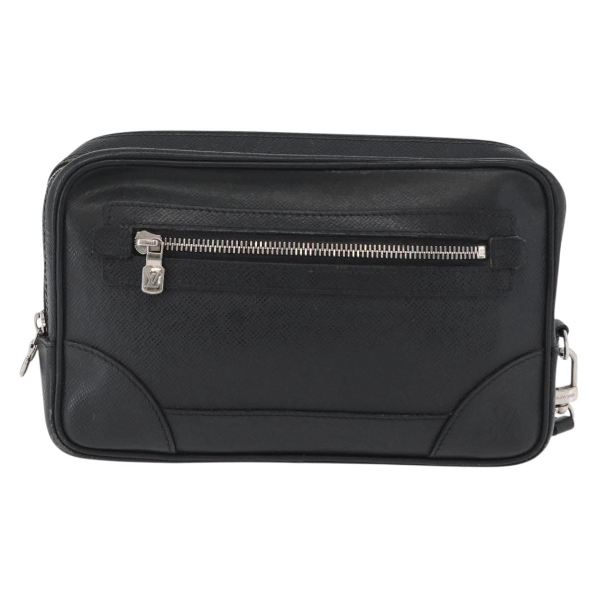 Louis Vuitton Pavel Handbag Taiga Leather Black Leather Clutche & Pouche Bag