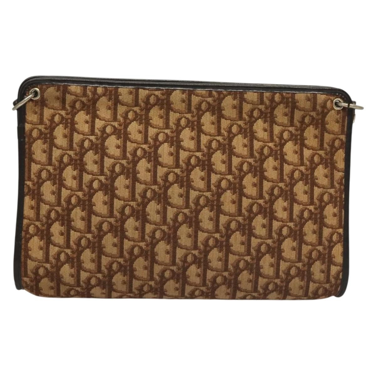 Christian Dior Vintage Trotter Shoulder Bag Canvas Brown Canvas Bag (Pre-Owned)