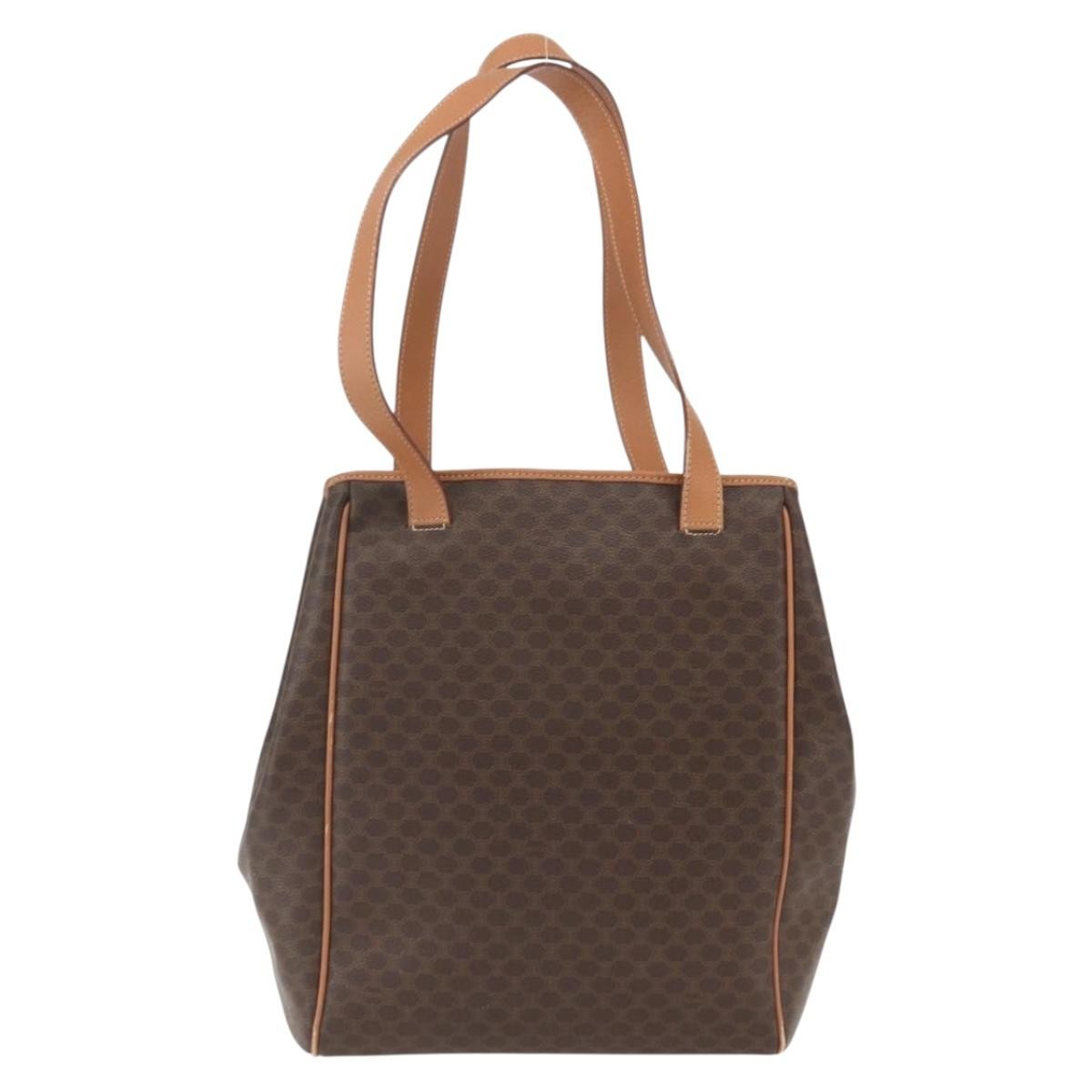 Celine Vintage Macadam Shoulder Bag Canvas And Leather Brown Canvas Shoulder Bag Bag