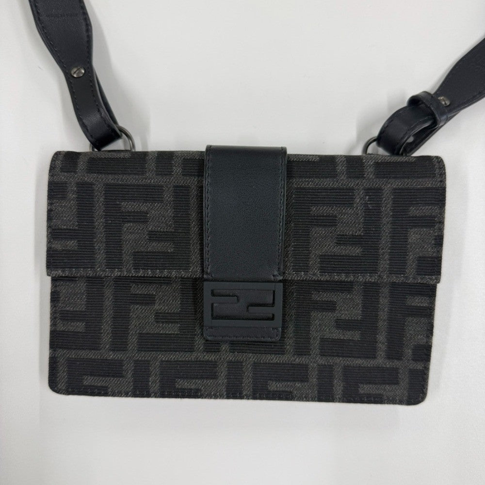 Fendi Baguette Convertible Belt Bag Zucca Canvas Black Canvas Shoulder Bag Bag