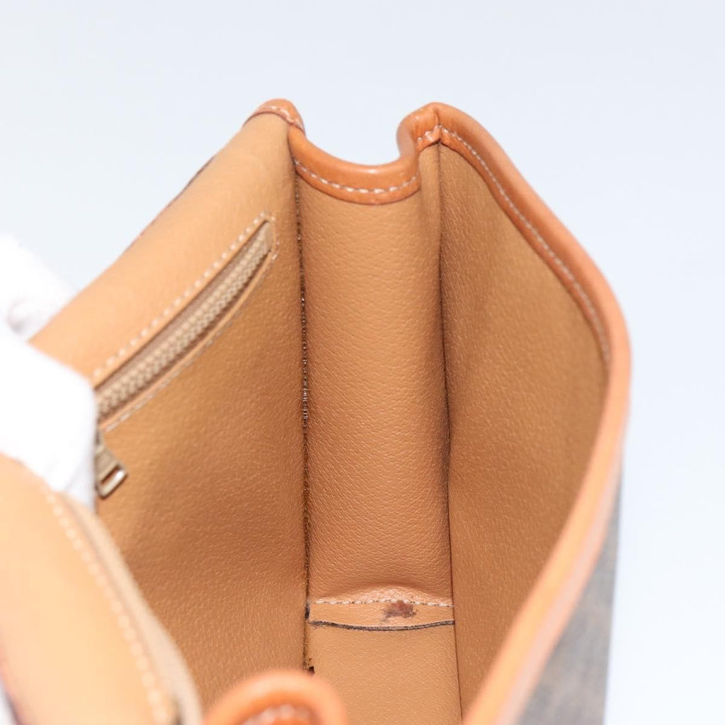 Celine Vintage Macadam Circle Logo Shoulder Bag Canvas And Leather Brown Canvas Shoulder Bag Bag