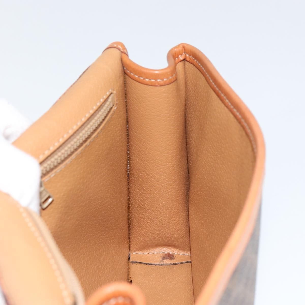 Celine Vintage Macadam Circle Logo Shoulder Bag Canvas And Leather Brown Canvas Shoulder Bag Bag