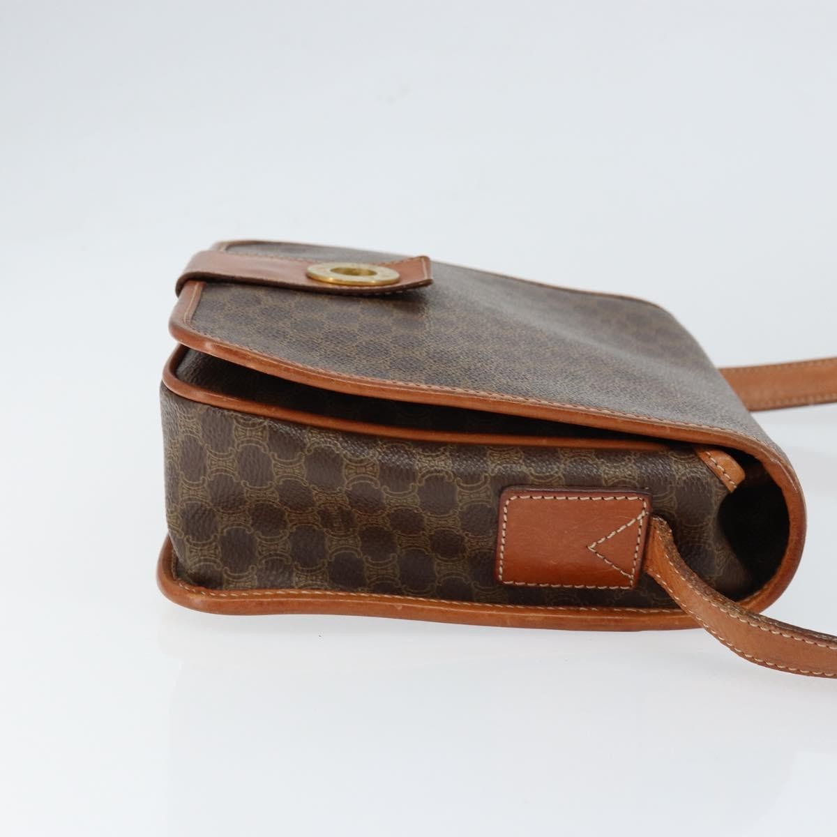 Celine Vintage Macadam Shoulder Bag Canvas And Leather Brown Canvas Shoulder Bag Bag
