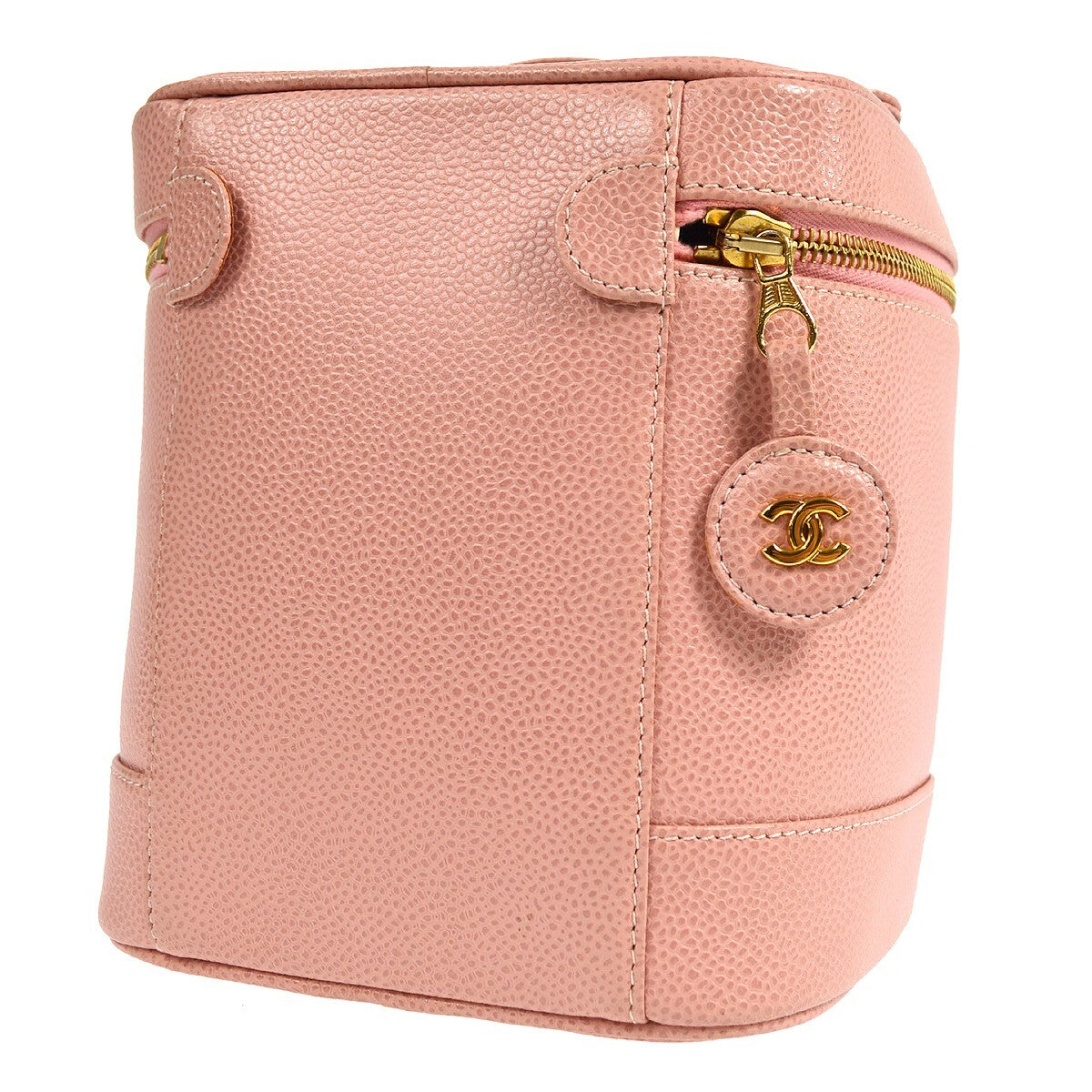 Chanel Vintage Timeless Cosmetic Case Caviar Pink Leather Clutche & Pouche Bag