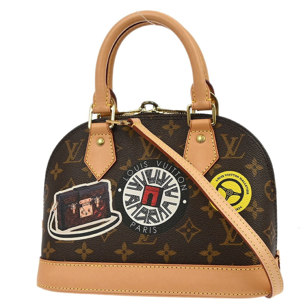 Louis Vuitton Alma Handbag Limited Edition World Tour Monogram Canvas Brown Canvas Handbag