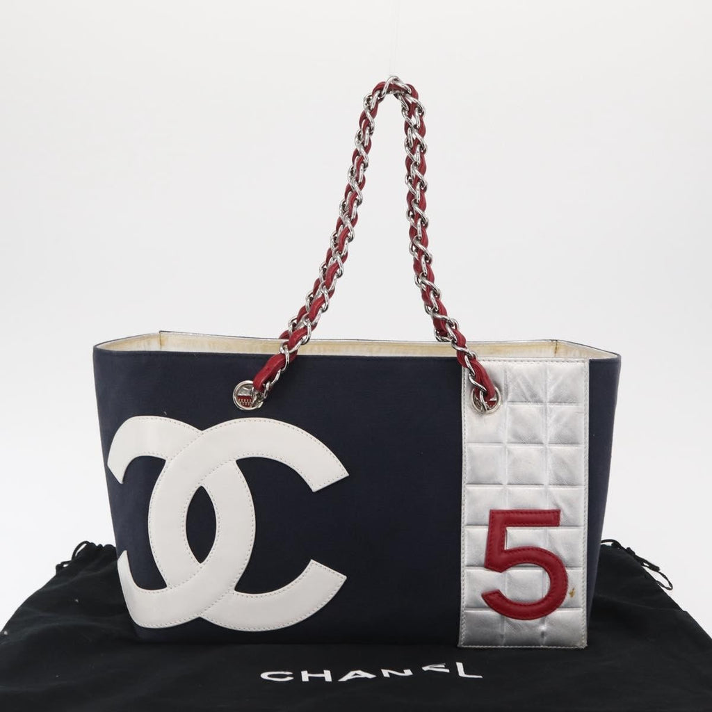 Chanel No.5 Tote Canvas And Leather Navy Canvas Tote Bag Bag