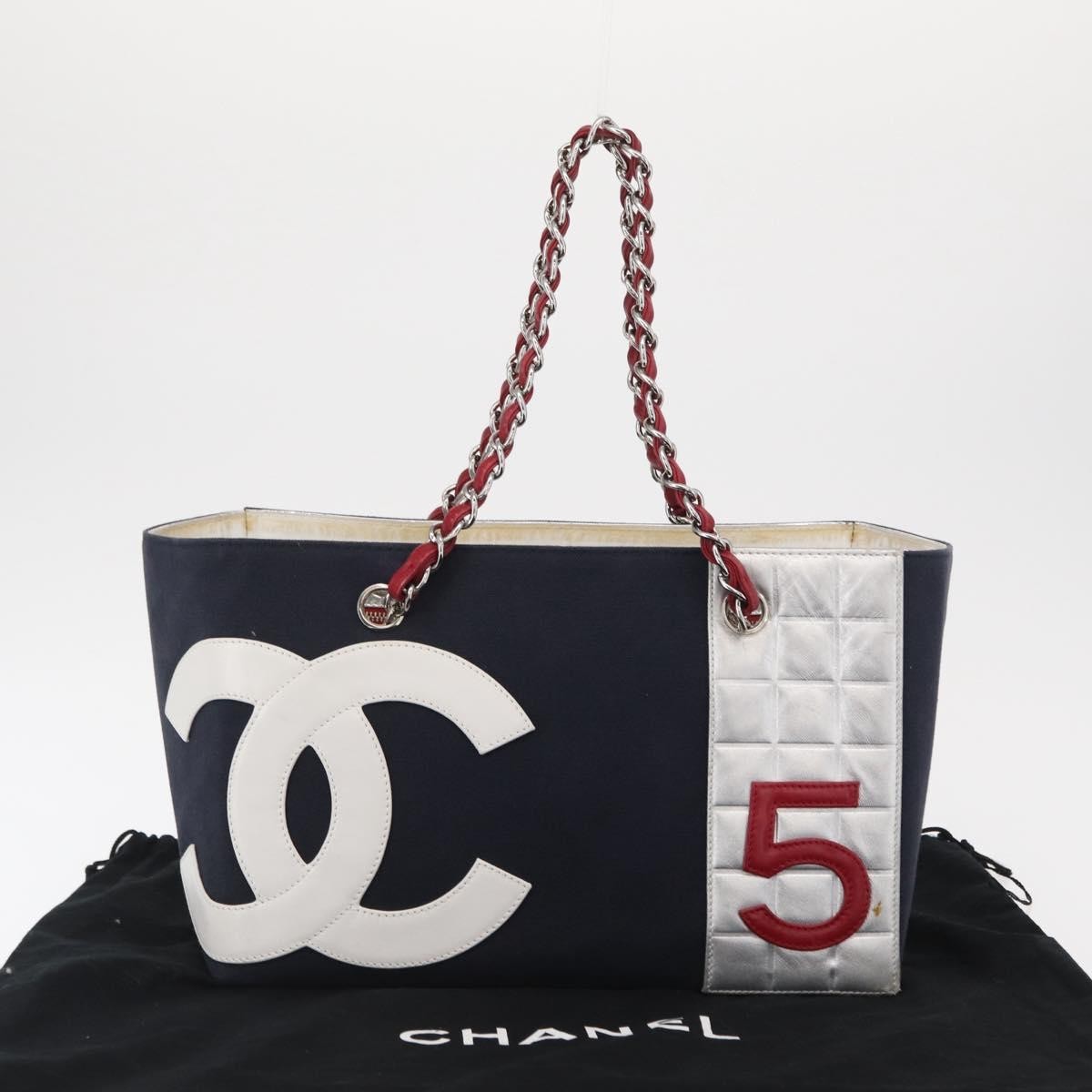 Chanel No.5 Tote Canvas And Leather Navy Canvas Tote Bag Bag