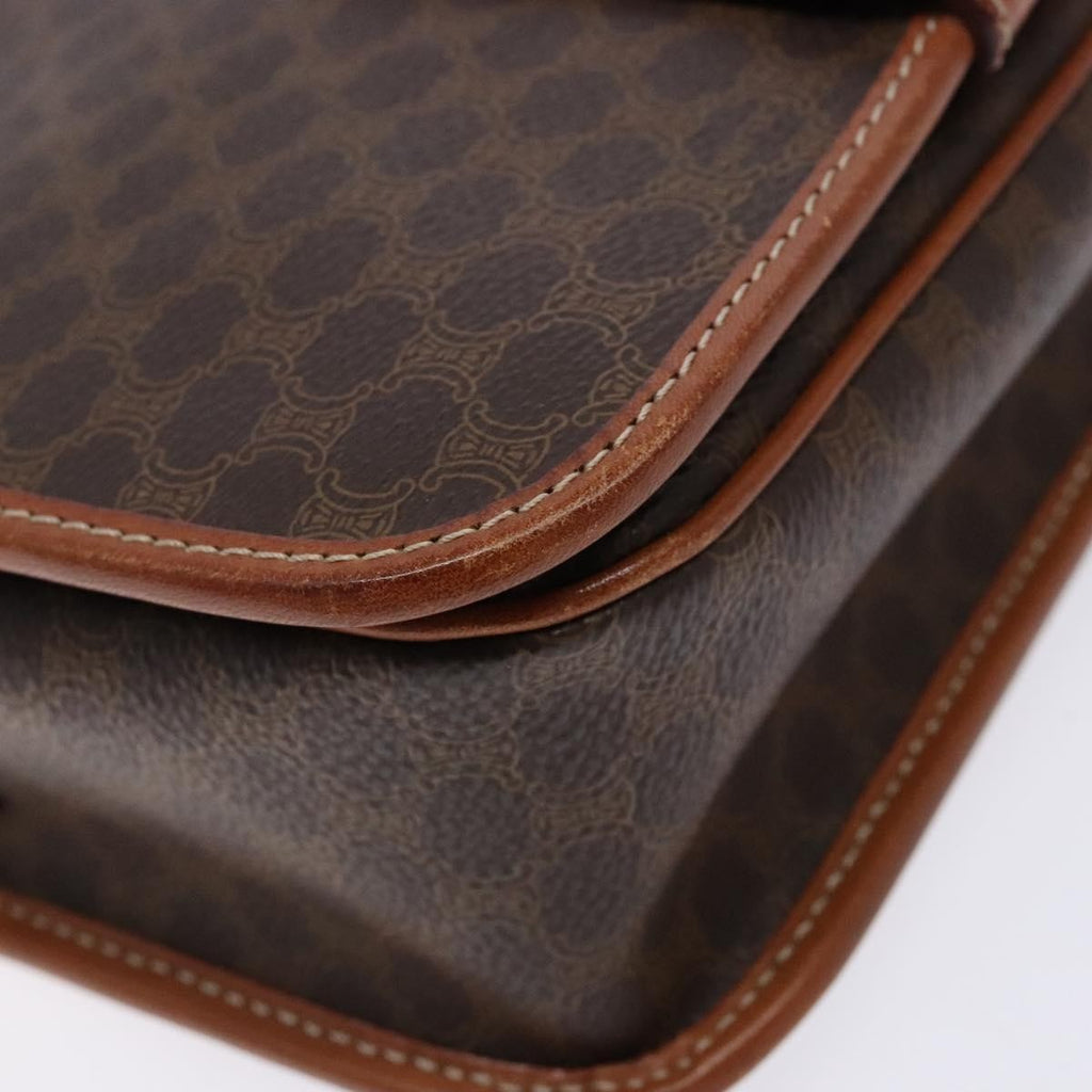 Celine Macadam Shoulder Bag Pvc Leather Brown Canvas Bag