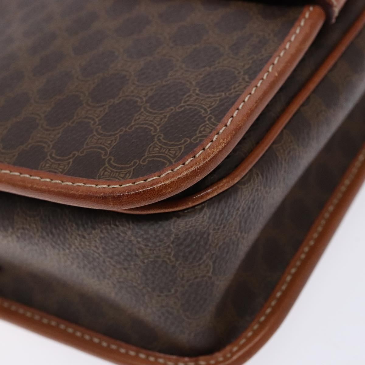 Celine Macadam Shoulder Bag Pvc Leather Brown Canvas Bag
