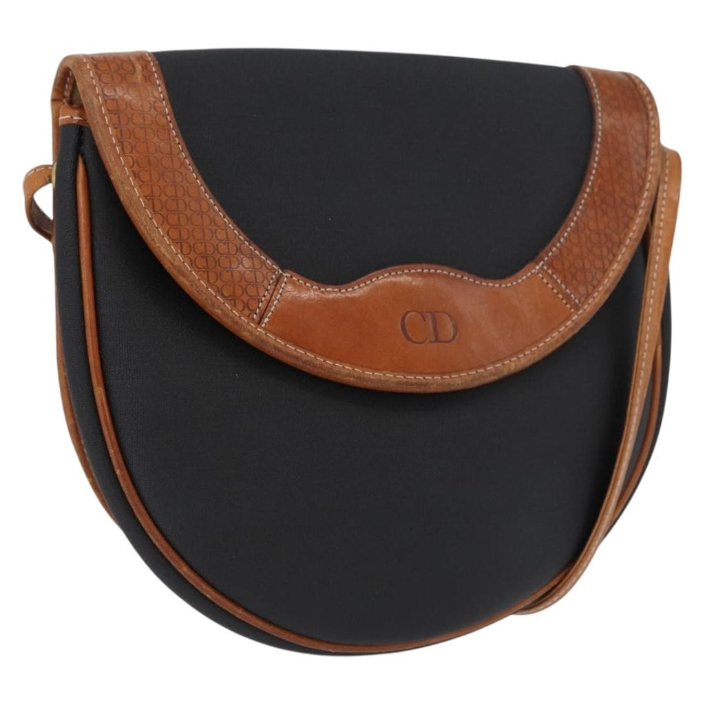 Christian Dior Vintage Shoulder Bag Canvas Black Canvas Shoulder Bag Bag (Pre-Owned)