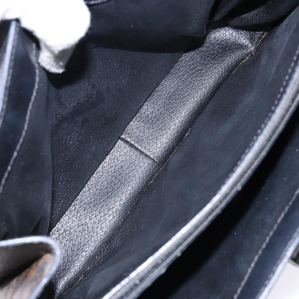 Celine Vintage Convertible Top Handle Bag Macadam Coated Canvas Black Canvas Handbag