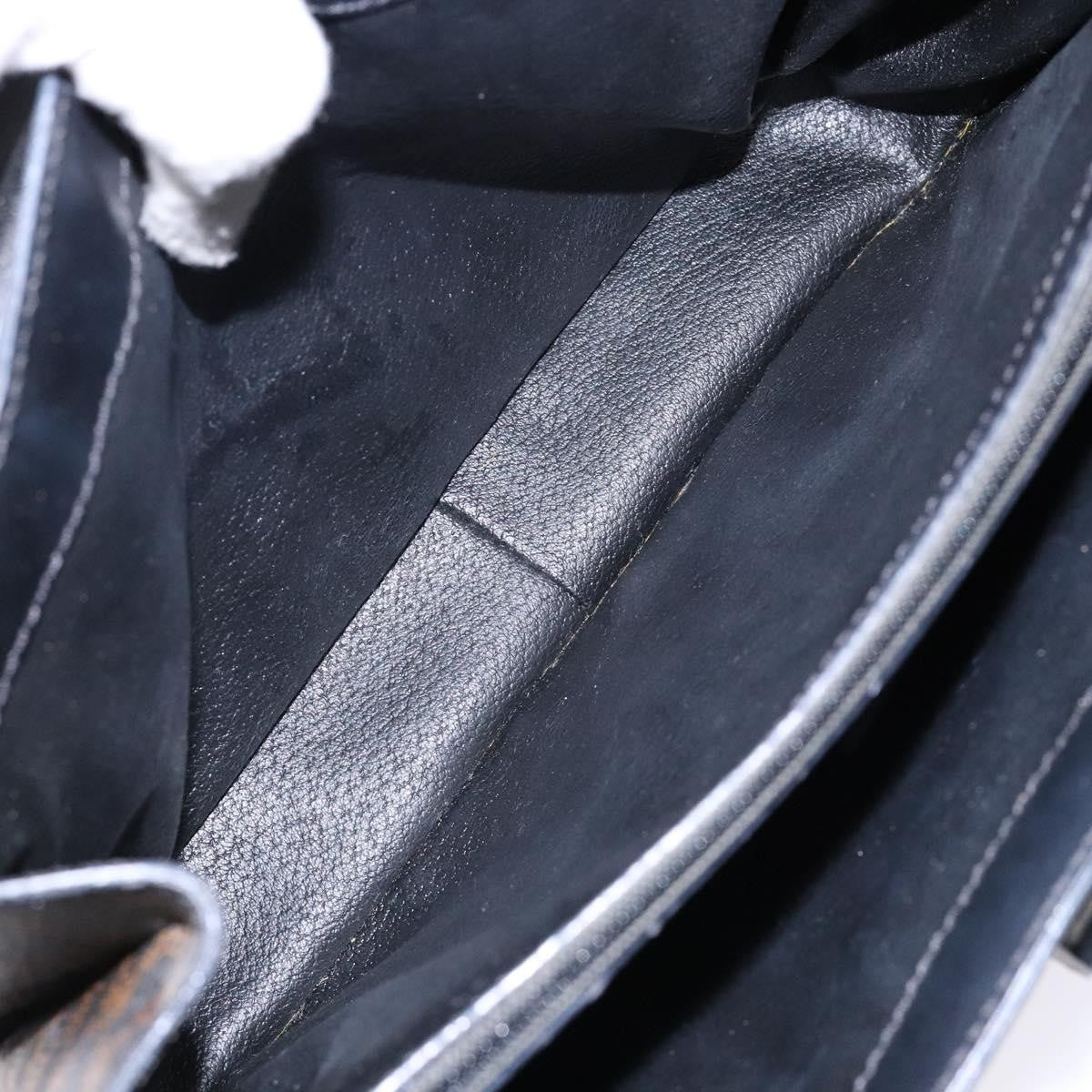 Celine Vintage Convertible Top Handle Bag Macadam Coated Canvas Black Canvas Handbag