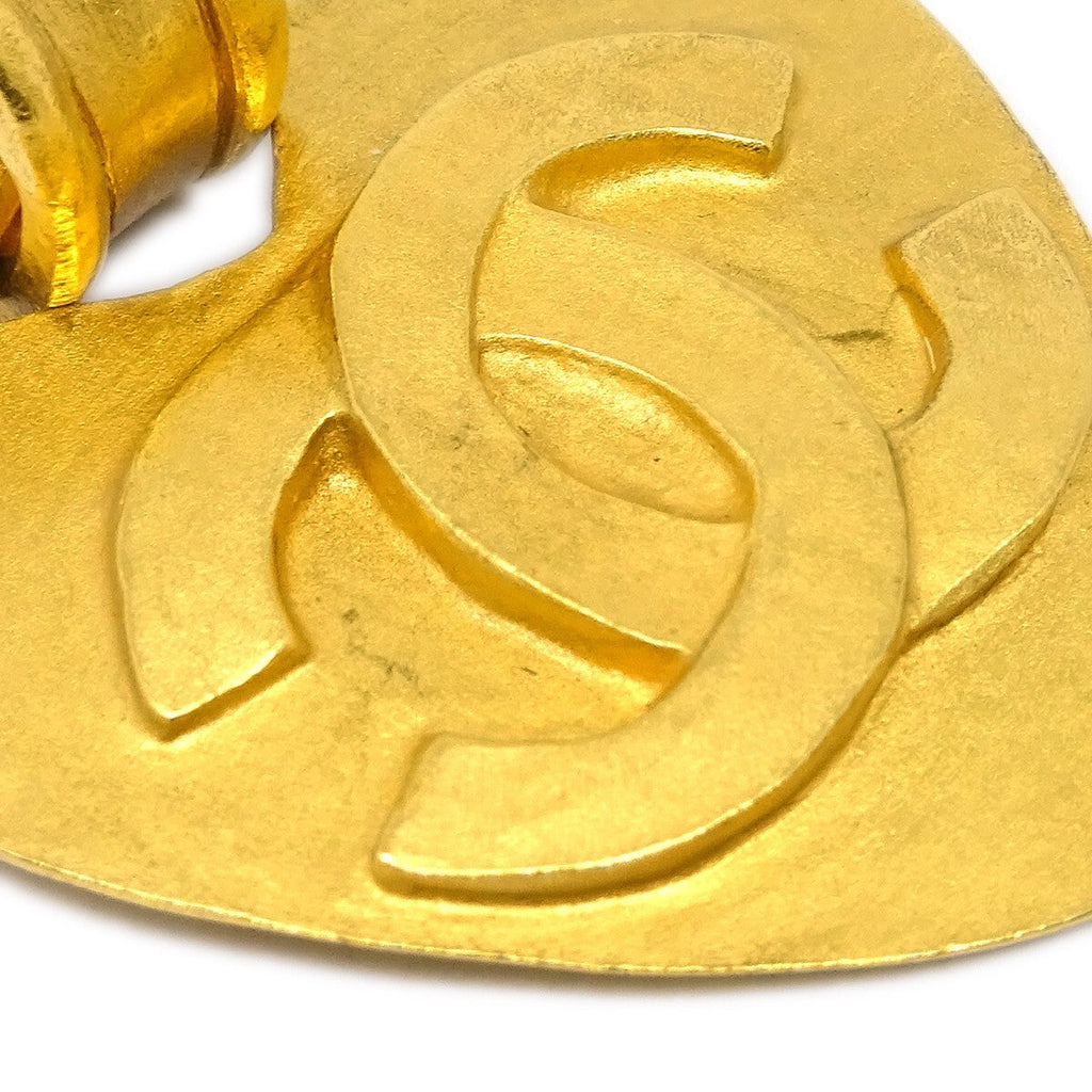 Chanel Vintage Cc Heart Clip-On Earrings Metal Gold Gold_Plated Earrings Jewelry
