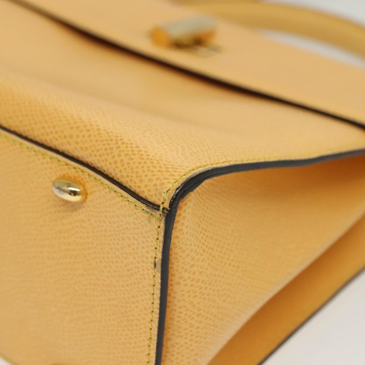 Celine Vintage Convertible Turnlock Top Handle Bag Leather Yellow Leather Bag