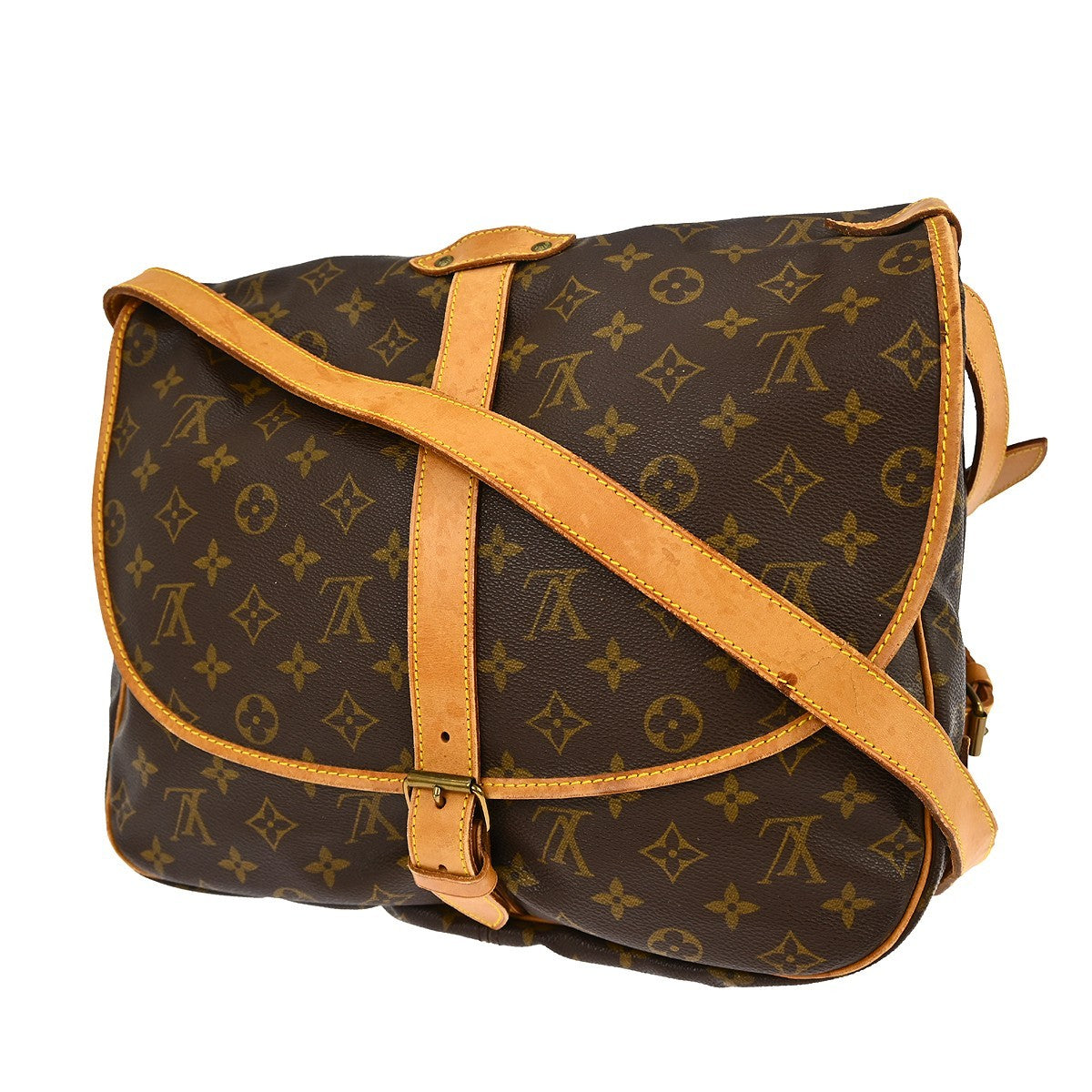 Louis Vuitton Saumur Handbag Monogram Canvas Brown Canvas Shoulder Bag