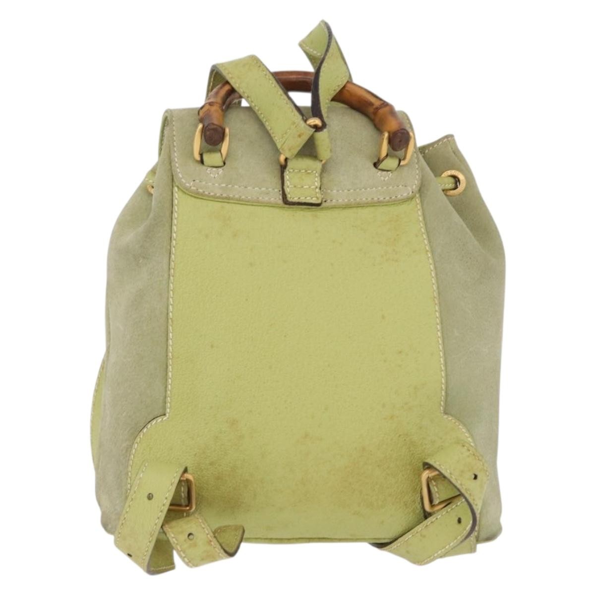 Gucci Gucci Bamboo Backpack Daim Green Suede Backpack Bag (Pre-Owned)