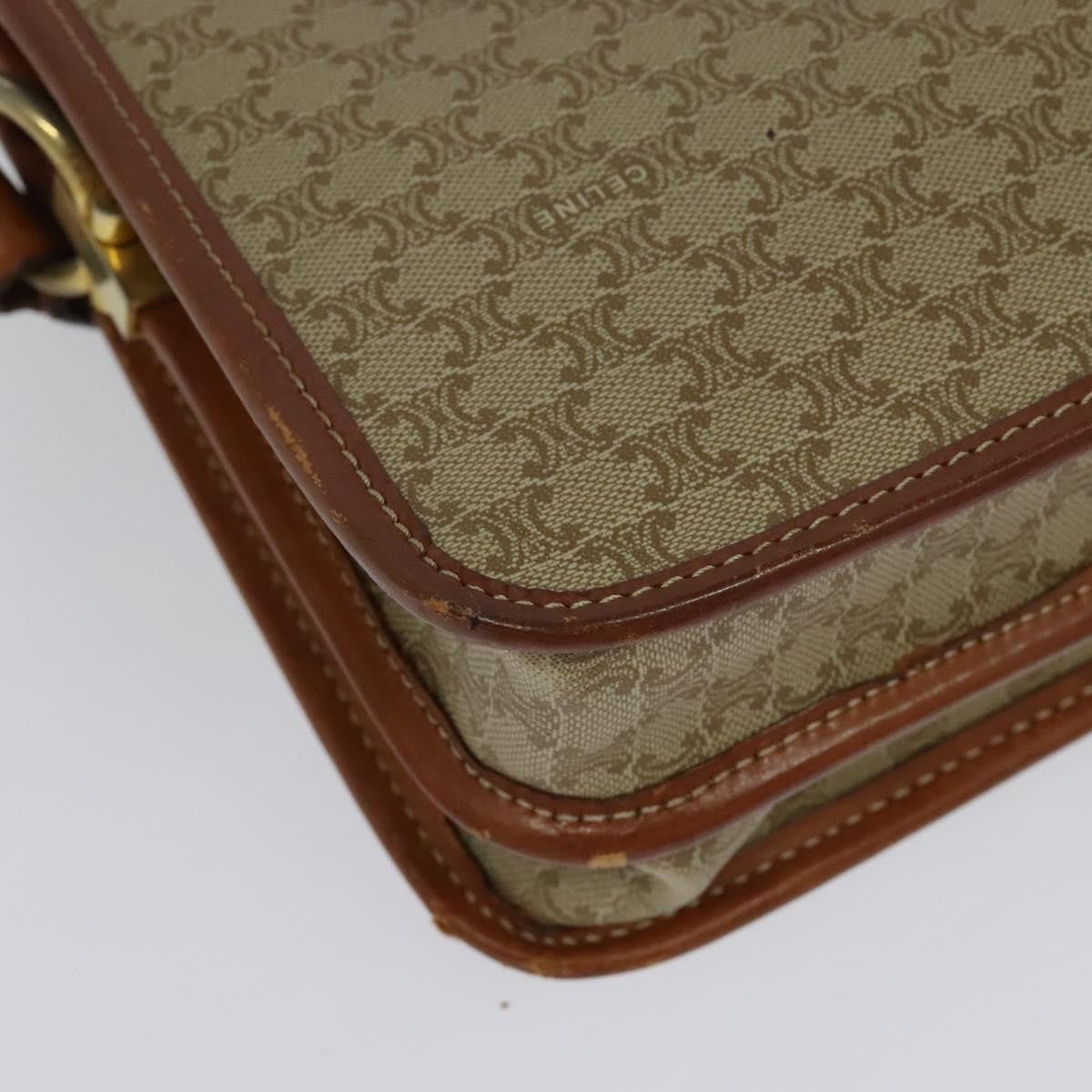Celine Macadam Shoulder Bag Pvc Leather Beige Canvas Bag