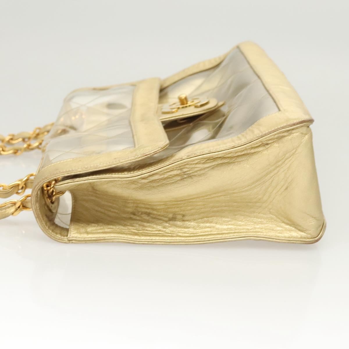 Chanel Classic Single Flap Bag Quilted Applique Vinyl Clear Vinyl Bag