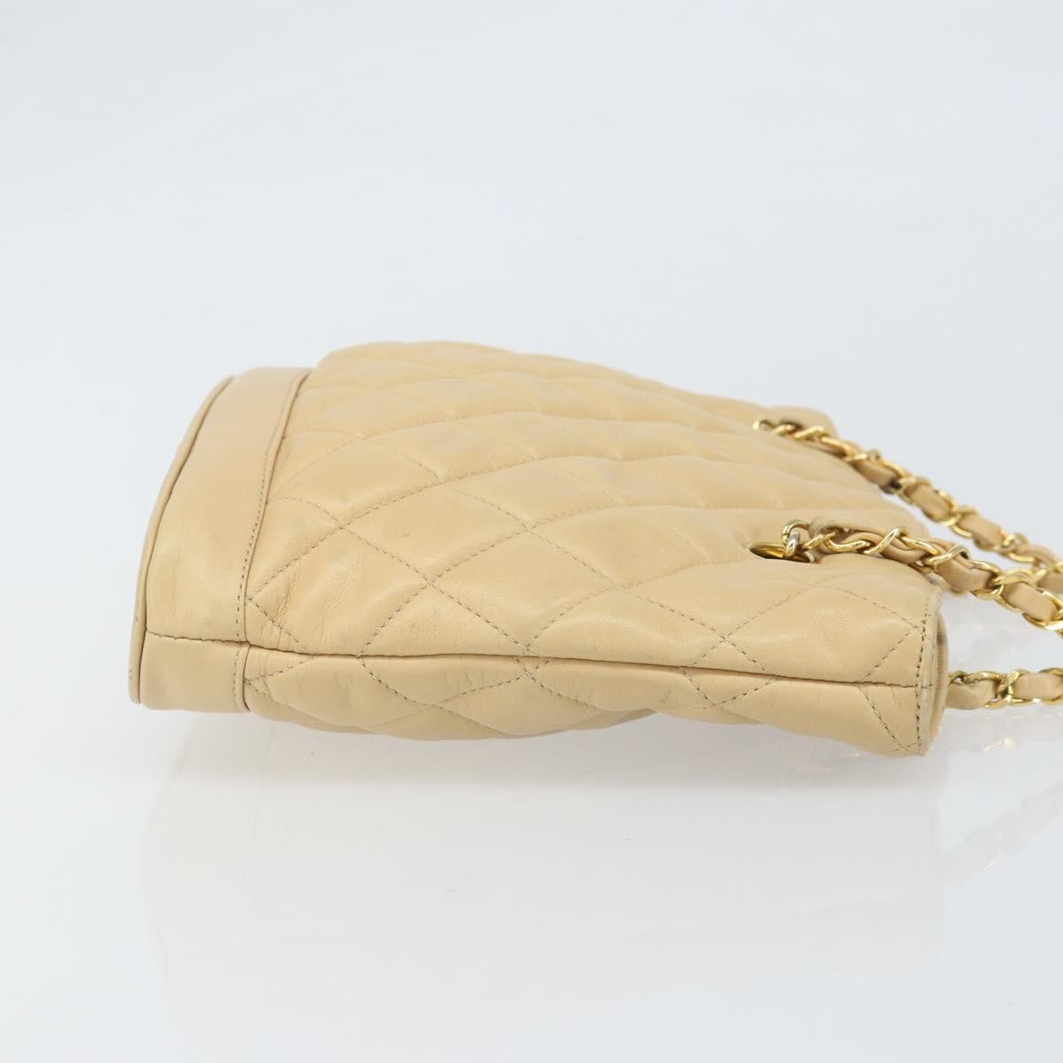Chanel Vintage Cc Chain Shopper Quilted Leather Beige Leather Shoulder Bag Bag