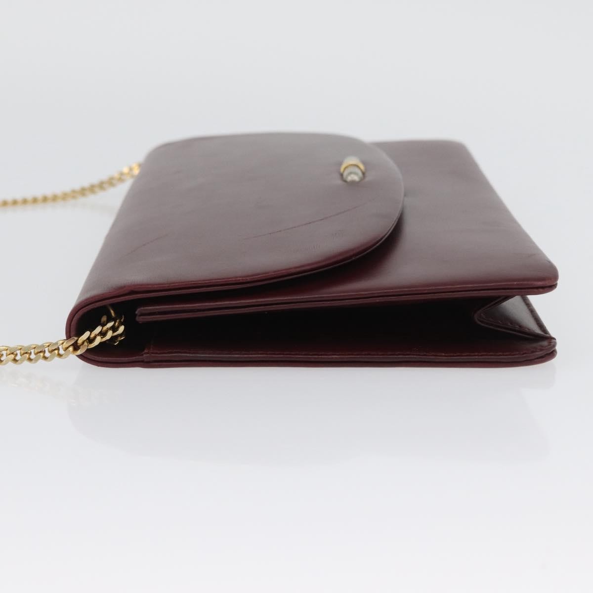 Christian Dior Vintage Chain Flap Shoulder Bag Leather Burgundy Leather Shoulder Bag Bag (Pre-Owned)