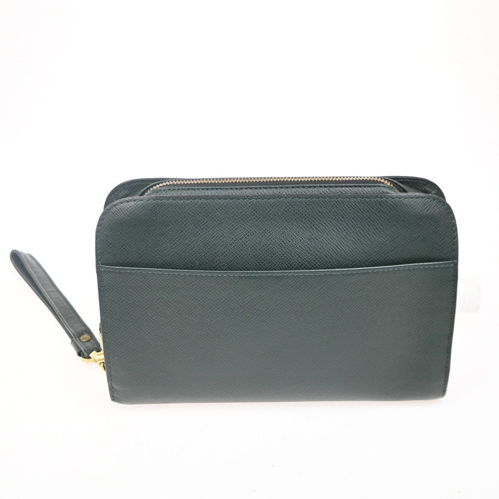 Louis Vuitton Pochette Baikal Clutch Taiga Leather Green Leather Clutche & Pouche Bag