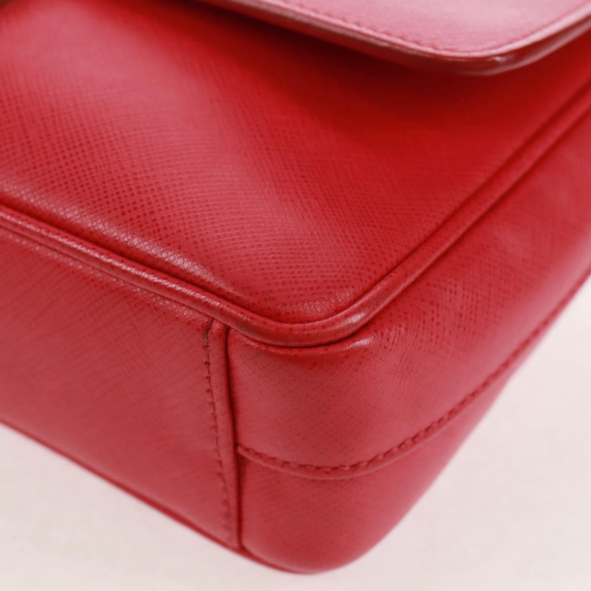 Prada Sound Chain Shoulder Bag Saffiano Leather Red Leather Shoulder Bag Bag