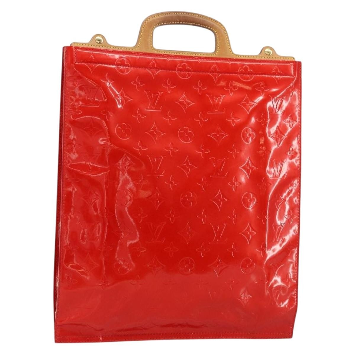 Louis Vuitton Stanton Handbag Monogram Vernis Red Patent_Leather Tote Bag