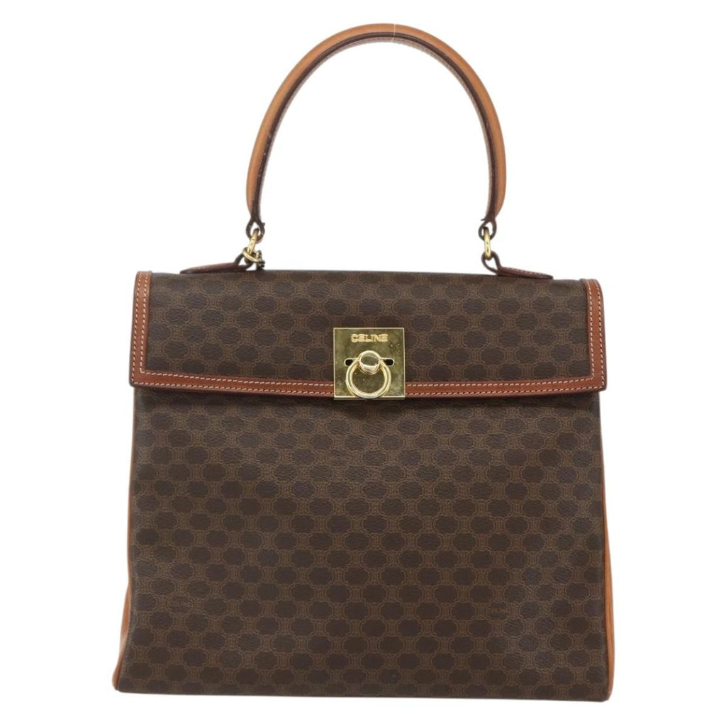 Celine Vintage Macadam Handbag Canvas And Leather Brown Canvas Handbag