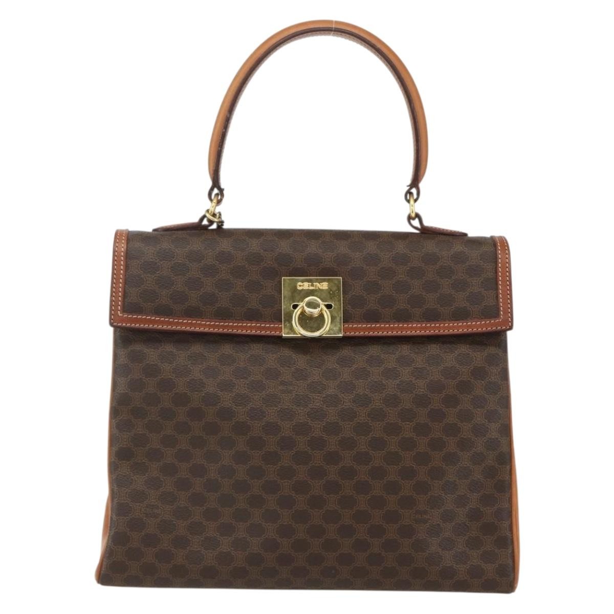 Celine Vintage Macadam Handbag Canvas And Leather Brown Canvas Handbag