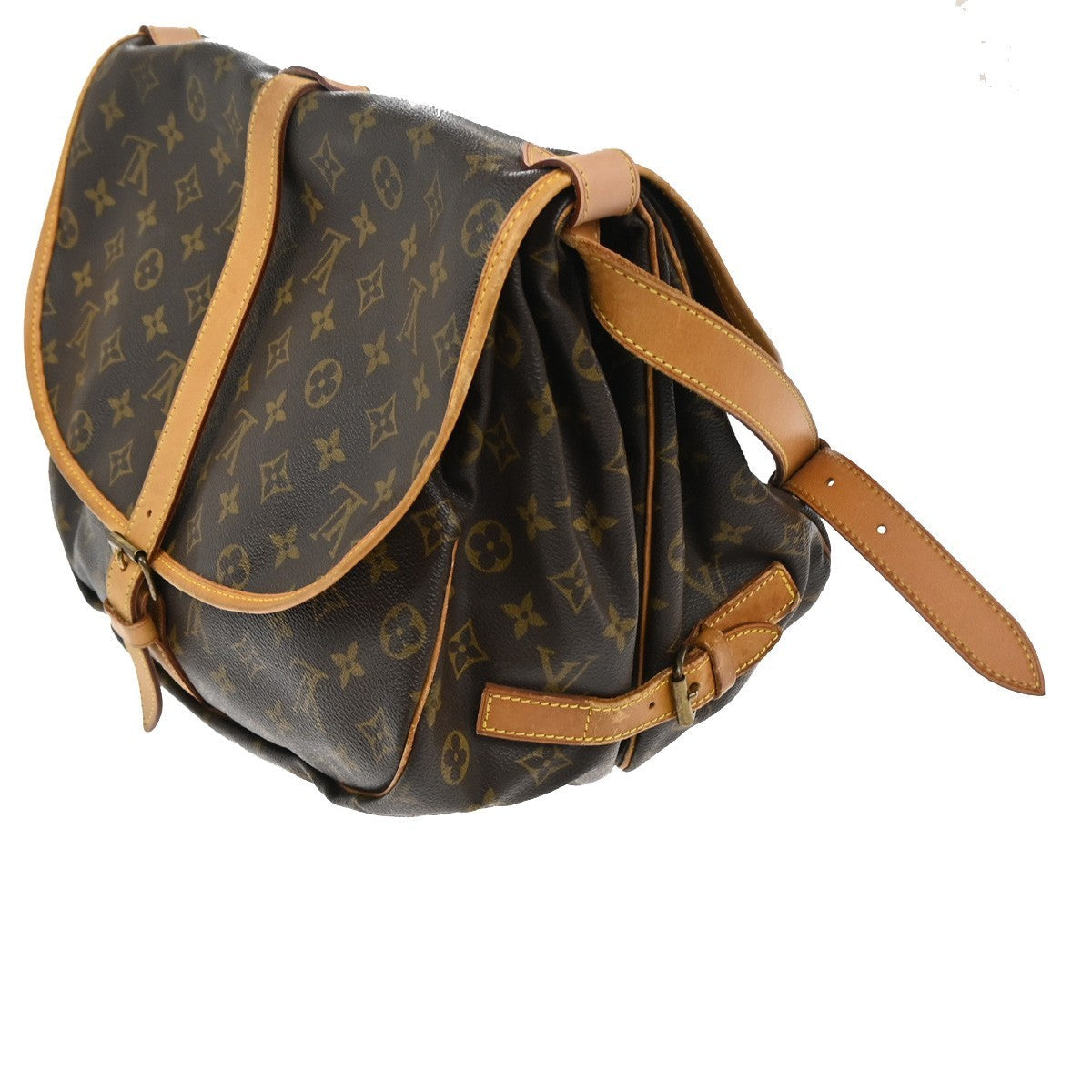 Louis Vuitton Saumur Handbag Monogram Canvas Brown Canvas Shoulder Bag