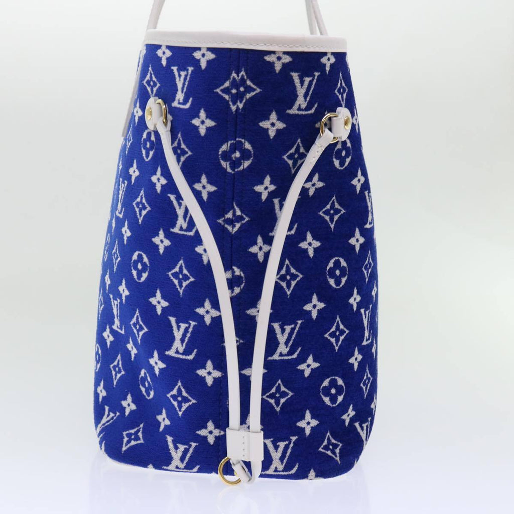 Louis Vuitton Neverfull Nm Tote Lv Match Monogram Jacquard Velvet Blue Velvet Tote Bag